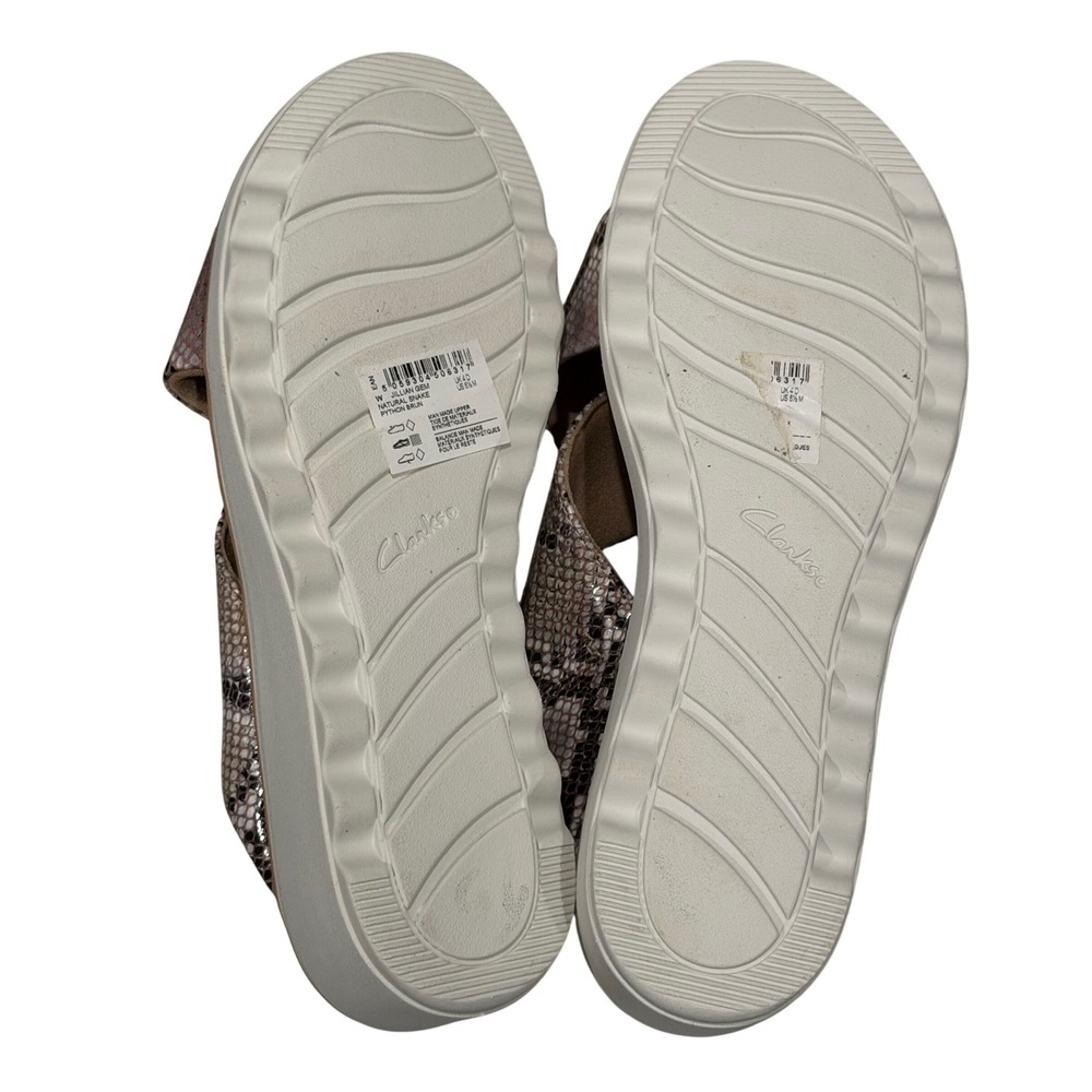 Clarks‎ Collection Jillian Gem Wedge Sandal Womens 6.5 Tan Snakeskin Comfort - Picture 10 of 14